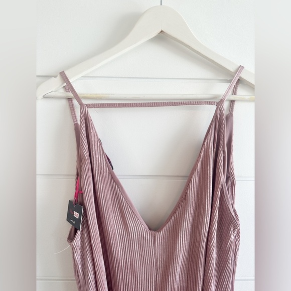 NWT - Black Note- Pink pleated Short Dress - Spaghetti Strap - Waist Tie- Size L - Picture 4 of 7